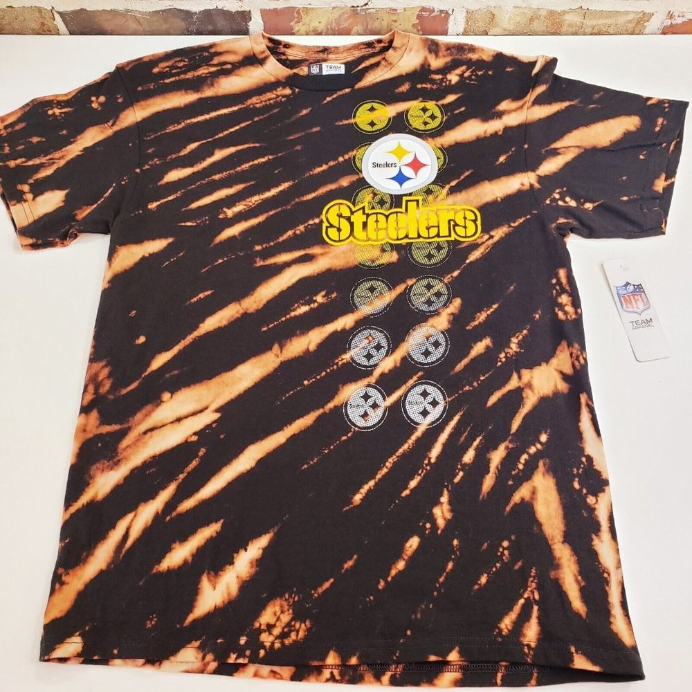 Pittsburgh Steelers Football NFL Team Apparel Size L Black Custom Tie Dye Shirt